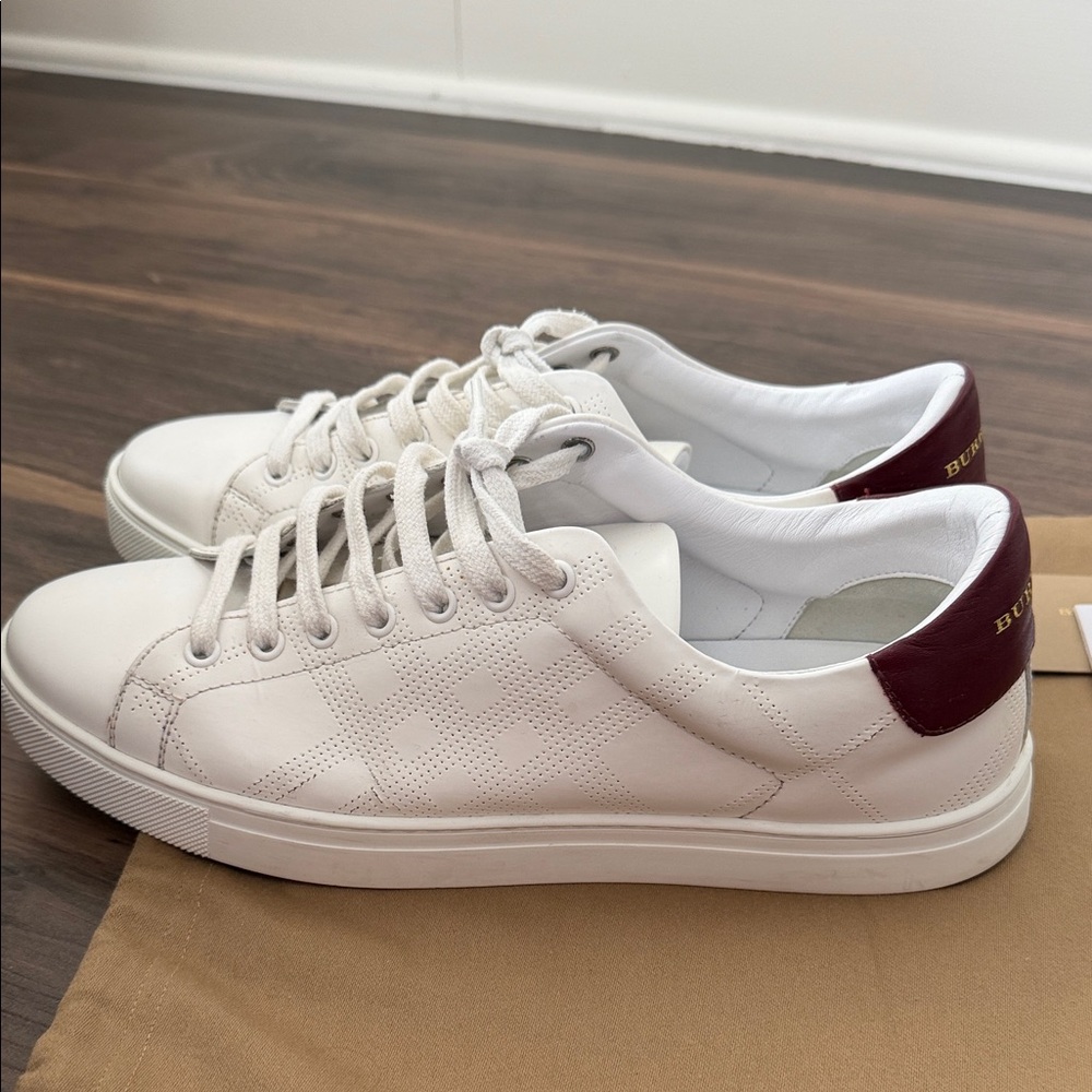 Burberry Men’s White Leather Sneakers - Picture 2 of 12
